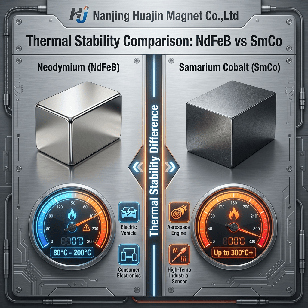 NdFeB vs SmCo Temperature Comparison
