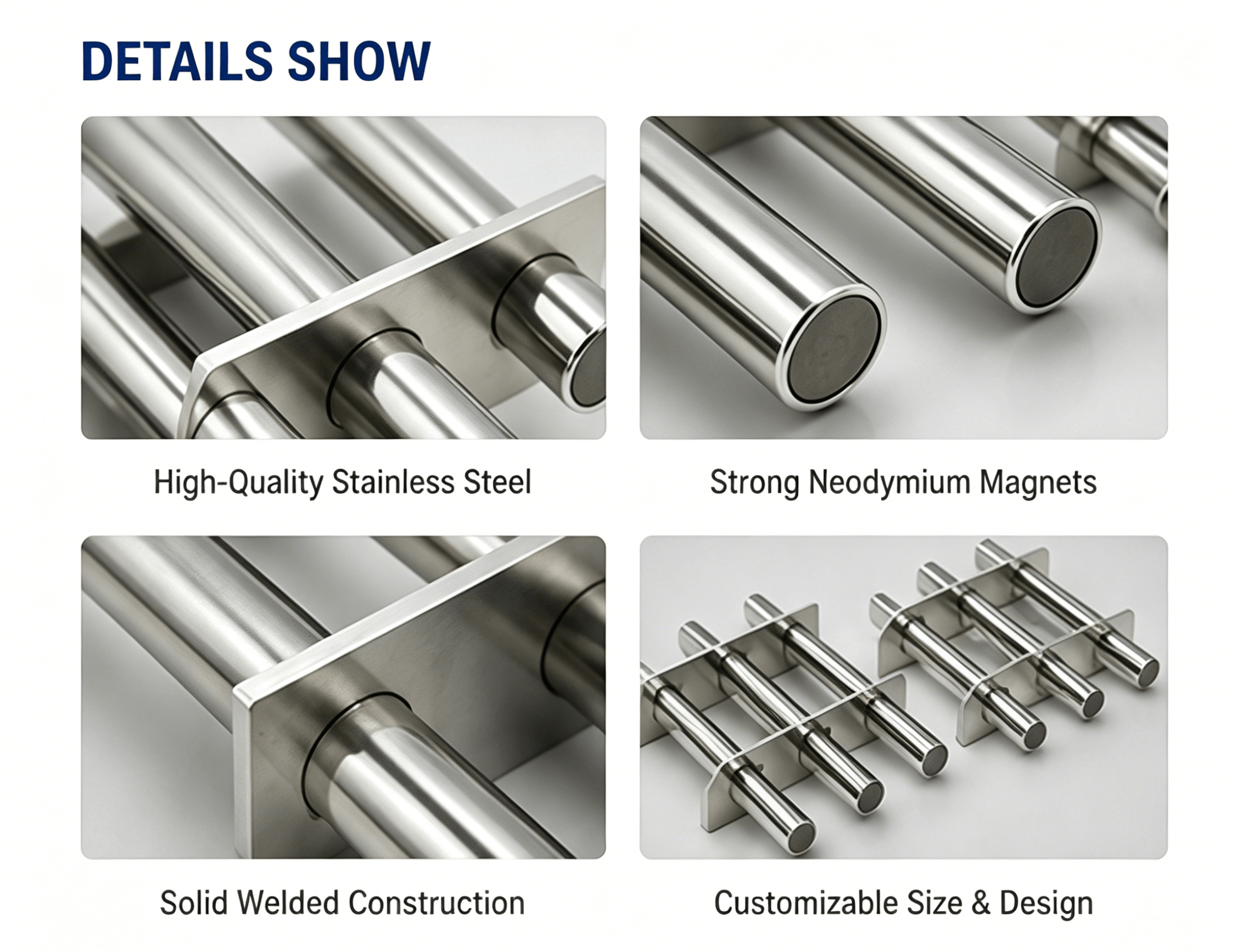 High gauss magnetic grate with stainless steel frame