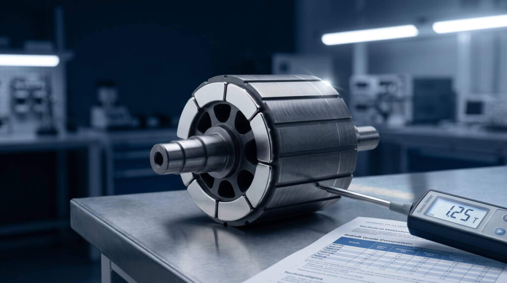 permanent magnet grades NdFeB arc segment rotor PMSM motor gauss meter precision engineering
