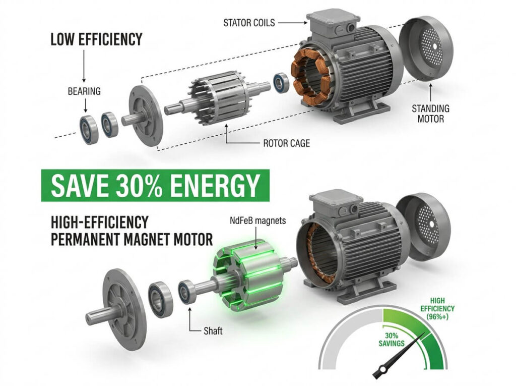 NdFeB permanent magnets for high efficiency motors