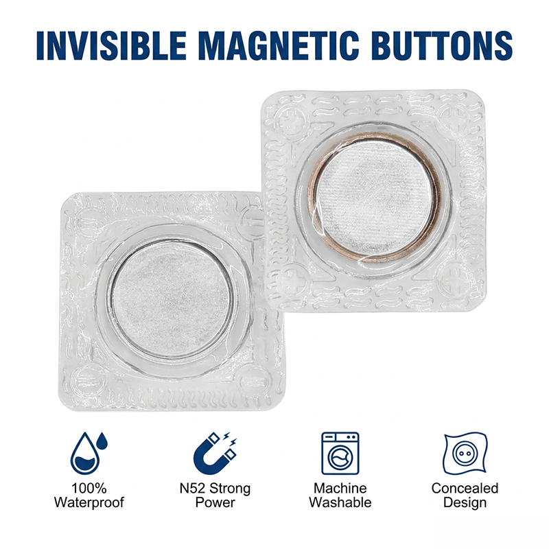 Cross-section diagram of PVC magnetic button showing neodymium magnet core and PVC encapsulation