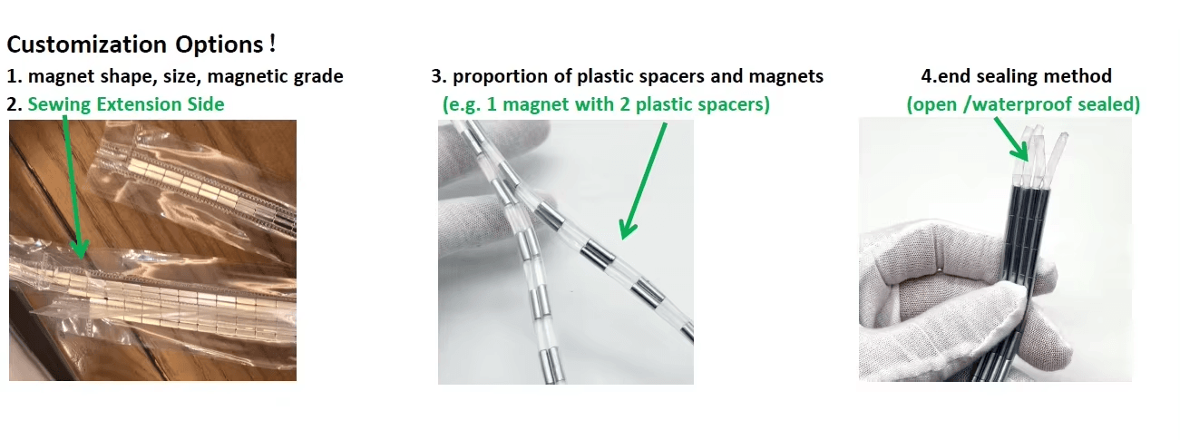showing cylinder magnets in transparent PVC tube